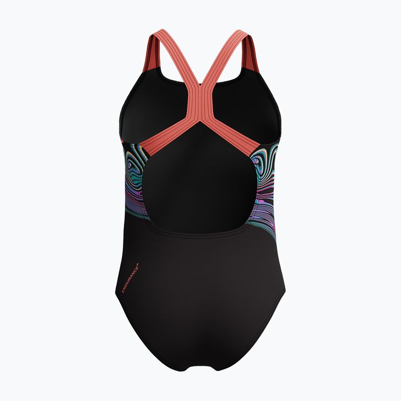 Strój pływacki jednoczęściowy dziecięcy Speedo Digital Placement Powerback neon coral 2