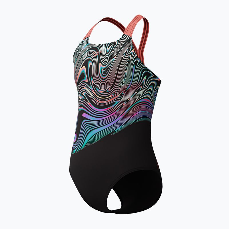 Strój pływacki jednoczęściowy dziecięcy Speedo Digital Placement Powerback neon coral 3