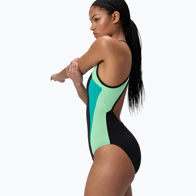 Strój pływacki jednoczęściowy damski Speedo High Neck Splice Cross Back turquoise gem 4