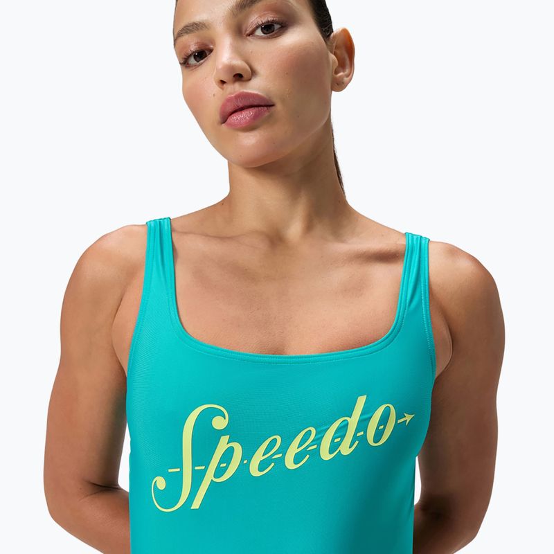Strój pływacki jednoczęściowy damski Speedo Logo Square Back turquoise gem 5