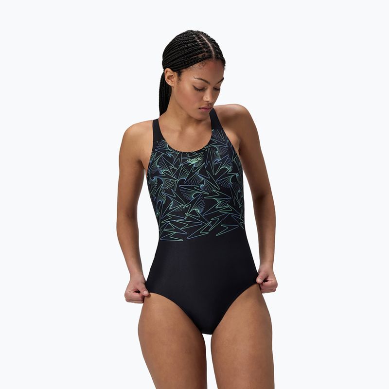 Strój pływacki jednoczęściowy damski Speedo HyperBoom Placement Muscleback alfalfa green