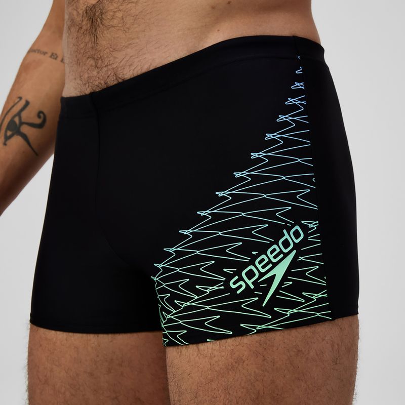 Bokserki pływackie męskie Speedo Medley Logo Aquashort black/alfalfa green 5