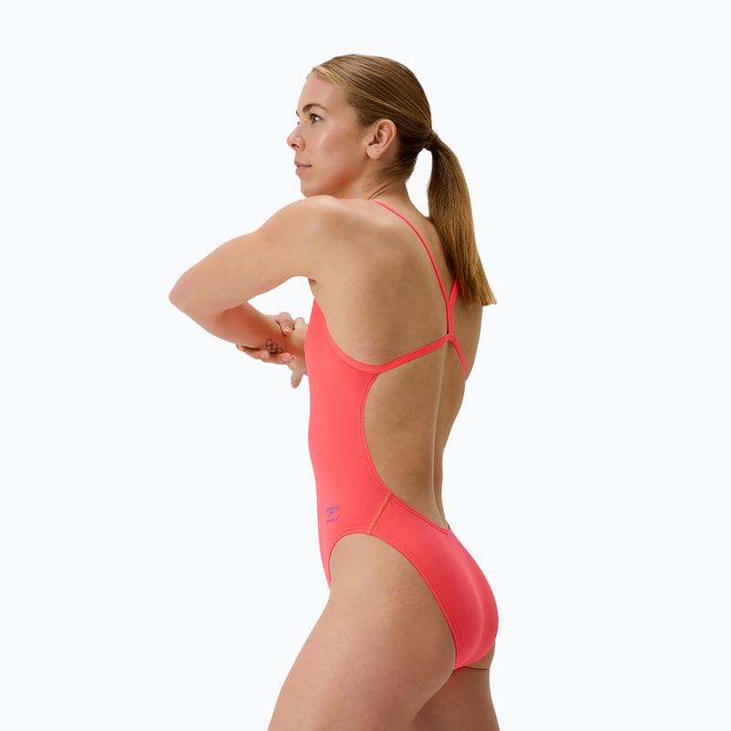 Strój pływacki jednoczęściowy damski Speedo FL Solid V-Back neon coral 3