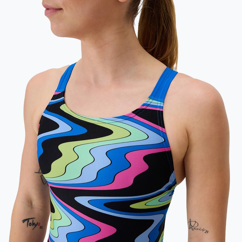 Strój pływacki jednoczęściowy damski Speedo FL Printed Leaderback ripple melody/lagoon blue 4