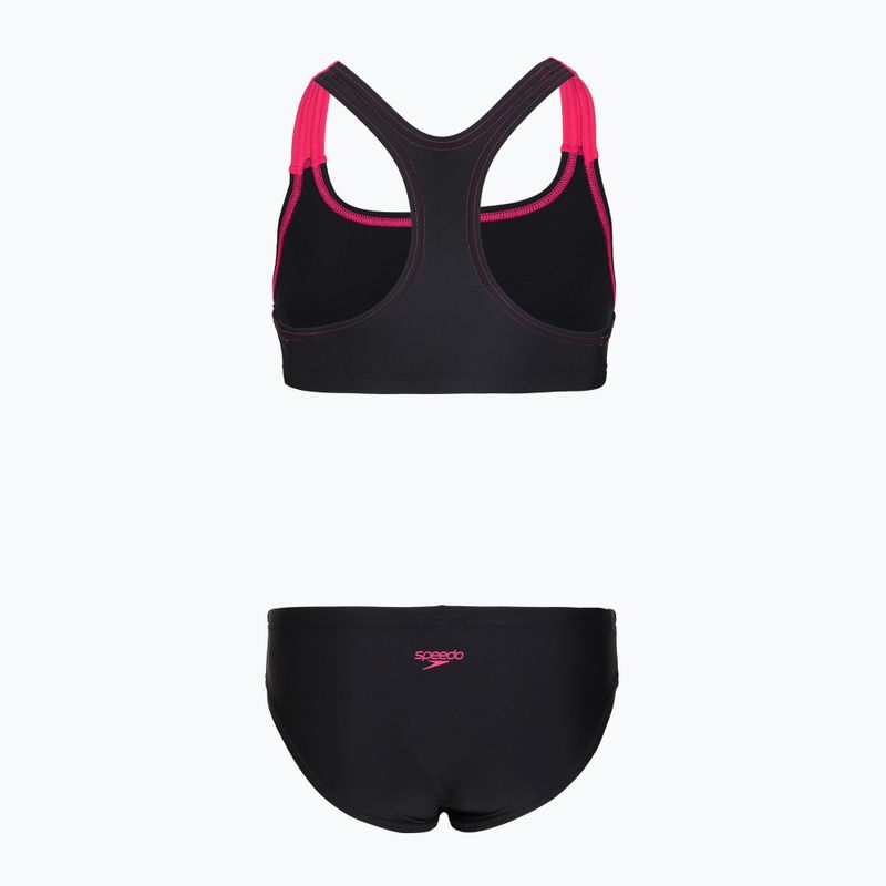 Strój kąpielowy dwuczęściowy dziecięcy Speedo Medley Logo Racerback 2pc anthracite/pink 2