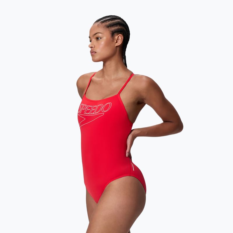 Strój pływacki jednoczęściowy damski Speedo Endurance+ Logo Thin Strap high risk red 3