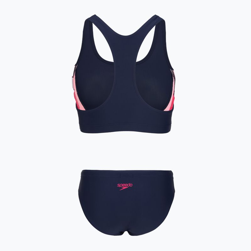 Strój pływacki jednoczęściowy damski Speedo Colourblock Splice 2.0 peacoat/pink 2