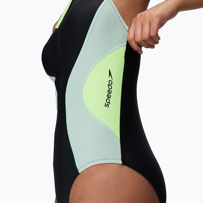 Strój pływacki jednoczęściowy damski Speedo Ocean Flex Zip black/pale clover 5
