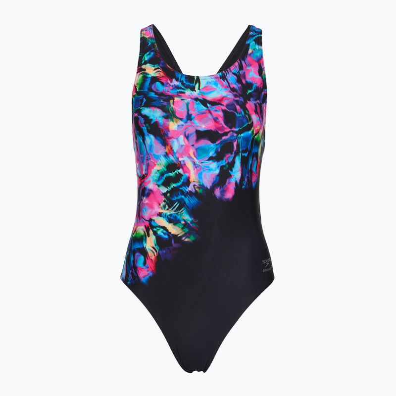 Strój pływacki jednoczęściowy damski Speedo FL Placement Printed Powerback glitchy garden/black