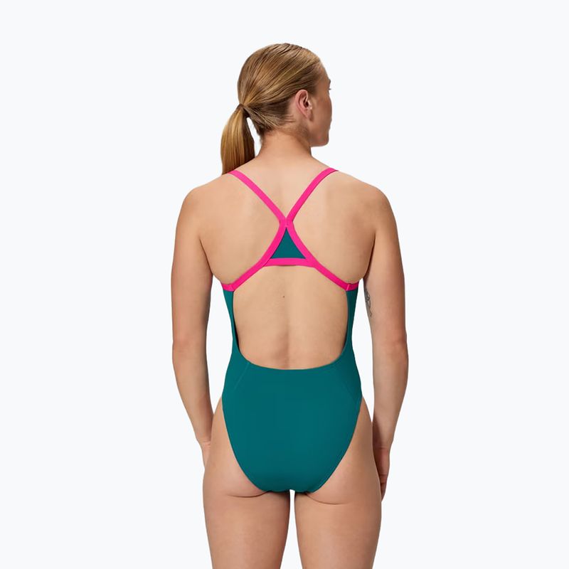Strój pływacki jednoczęściowy damski Speedo Solid Turnback peacock 2
