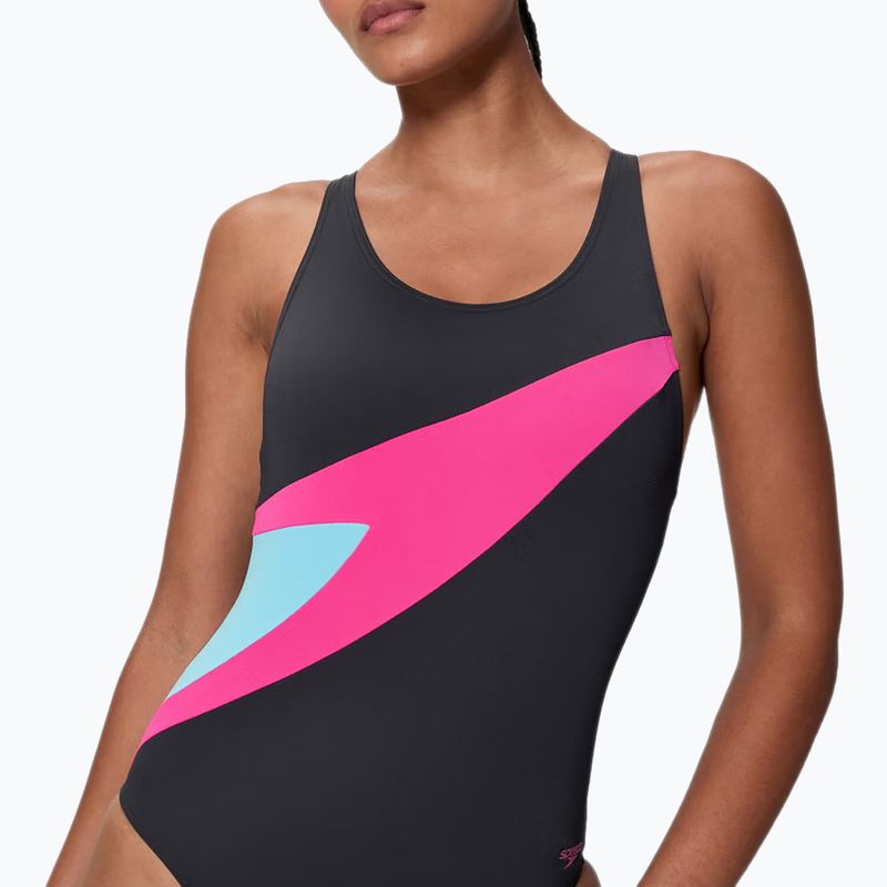 Strój pływacki jednoczęściowy damski Speedo Hyperboom Butterfly Back anthracite/margarita pink 4
