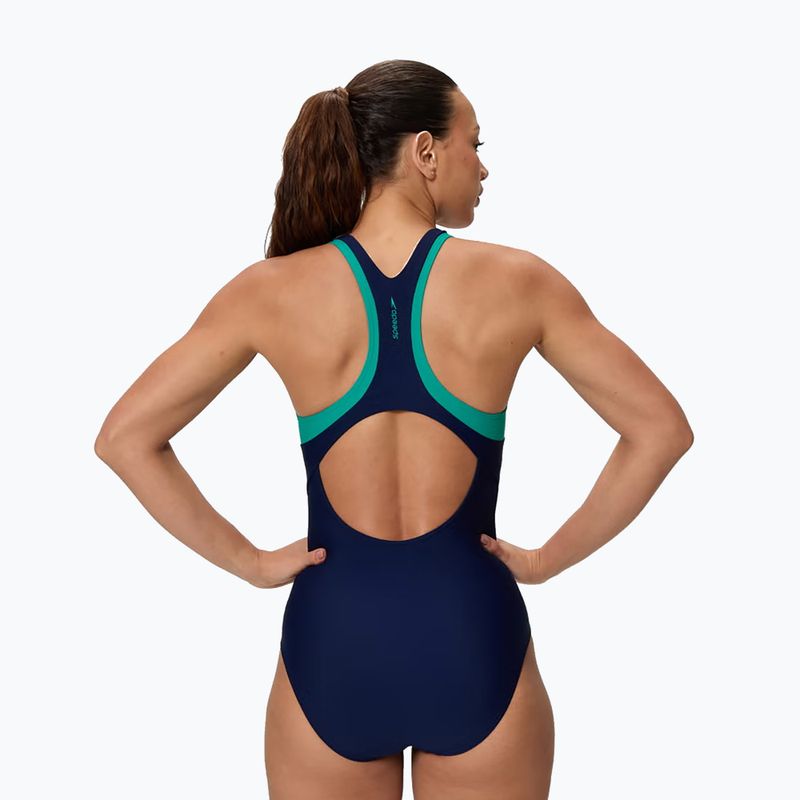 Strój pływacki jednoczęściowy damski Speedo Colorblock Racerback peacoat/peacock teal 2