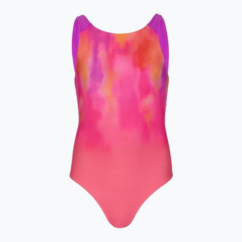 Strój pływacki jednoczęściowy dziecięcy Speedo Print Pulseback pink/neon violet