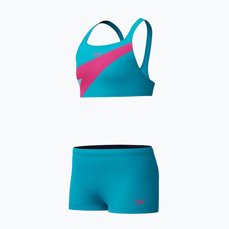 Strój pływacki dwuczęściowy dziecięcy Speedo Hyperboom Butterfly Back mayan blue/margarita pink 3