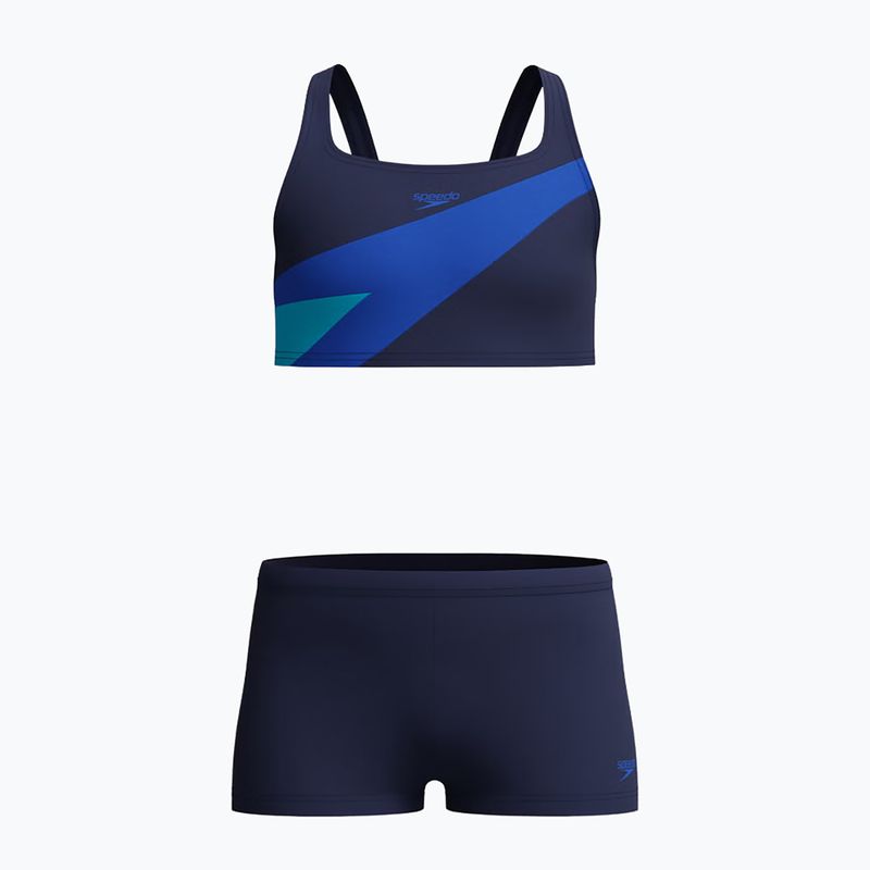 Strój pływacki dwuczęściowy dziecięcy Speedo Hyperboom Butterfly Back peacoat/deep sapphire