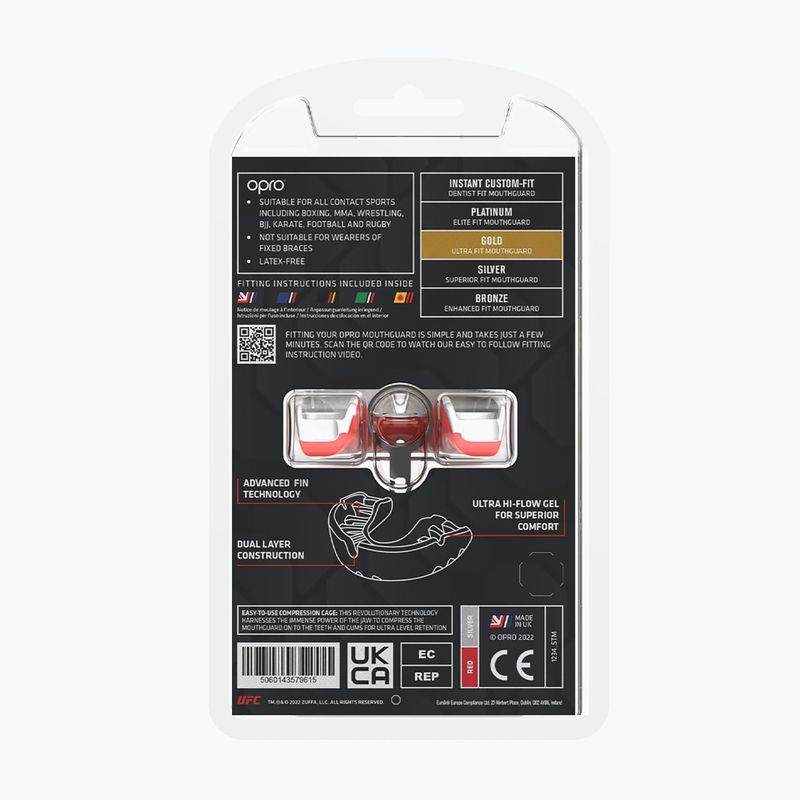 Ochraniacz szczęki Opro UFC Gold GEN2 czerwony/srebrny/złoty 3