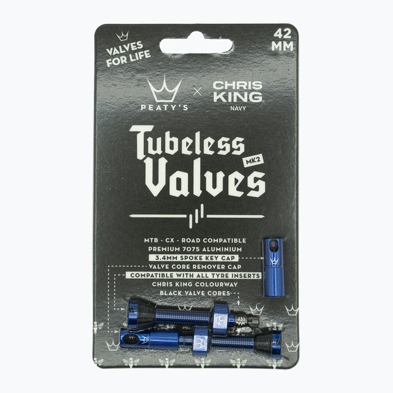 Zestaw wentyli presta Peaty's X Chris King MK2 Tubeless Valves 42 mm navy 2