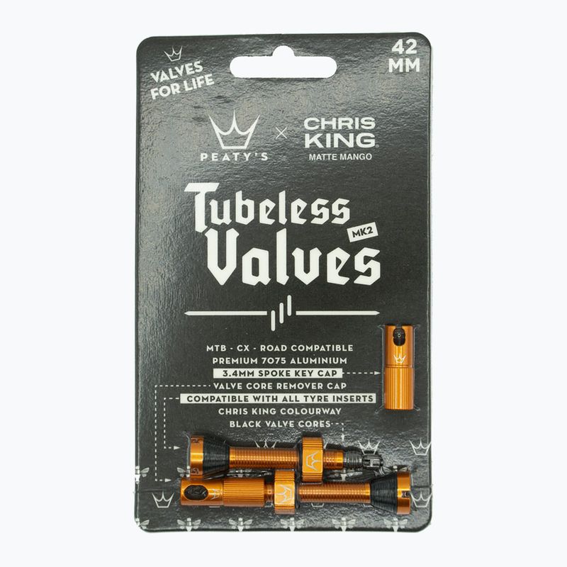 Zestaw wentyli presta Peaty's X Chris King MK2 Tubeless Valves 42 mm mango 2