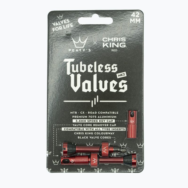 Zestaw wentyli presta Peaty's X Chris King MK2 Tubeless Valves 42 mm red 2
