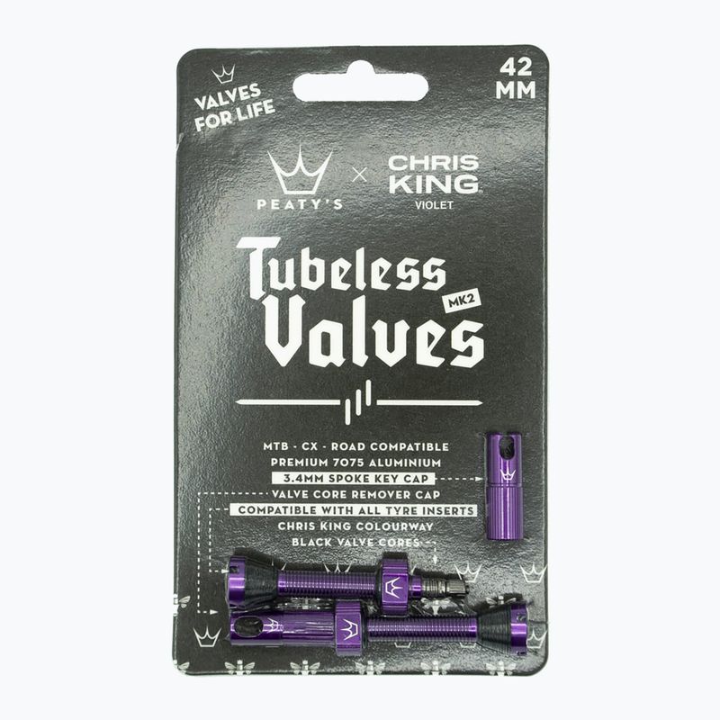 Zestaw wentyli presta Peaty's X Chris King MK2 Tubeless Valves 42 mm violet 2