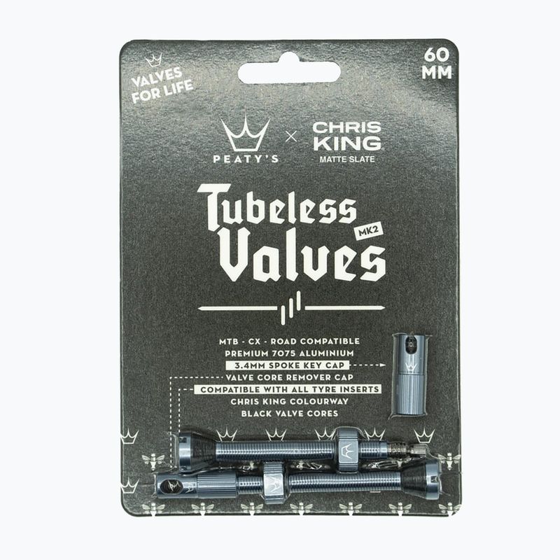 Zestaw wentyli presta Peaty's X Chris King MK2 Tubeless Valves 60 mm slate 2