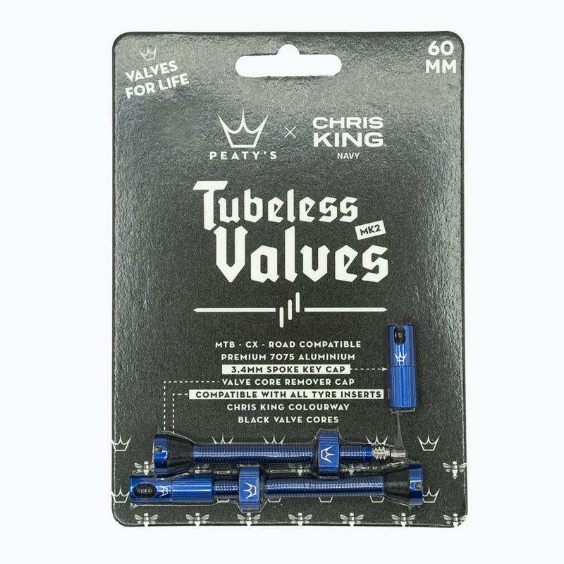 Zestaw wentyli presta Peaty's X Chris King MK2 Tubeless Valves 60 mm navy 2