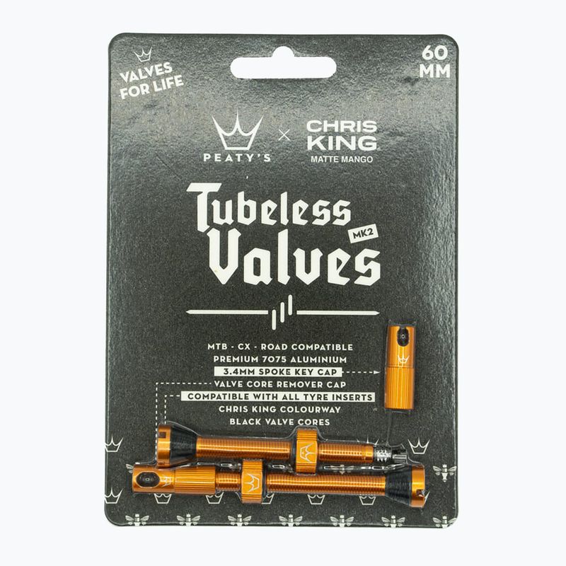 Zestaw wentyli presta Peaty's X Chris King MK2 Tubeless Valves 60 mm mango 2