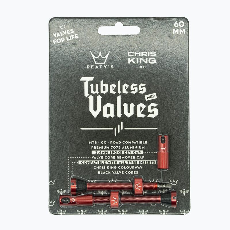 Zestaw wentyli presta Peaty's X Chris King MK2 Tubeless Valves 60 mm red 2