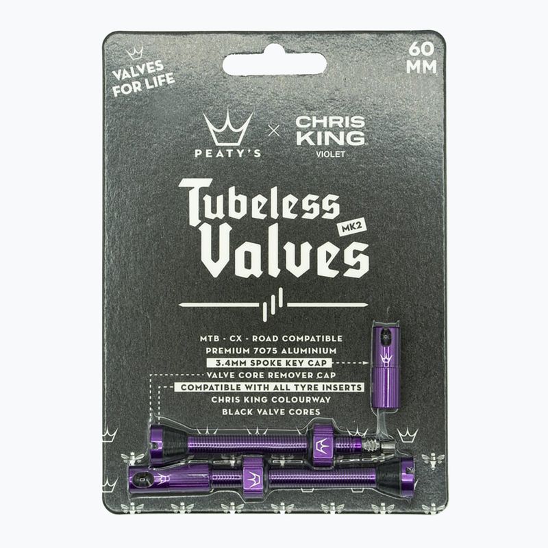 Zestaw wentyli presta Peaty's X Chris King MK2 Tubeless Valves 60 mm violet 2