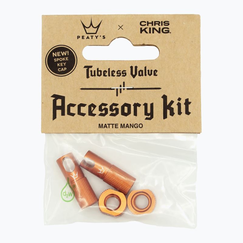 Nakrętka na wentyl Peaty's X Chris King MK2 Tubeless Valves Accessory Kit mango