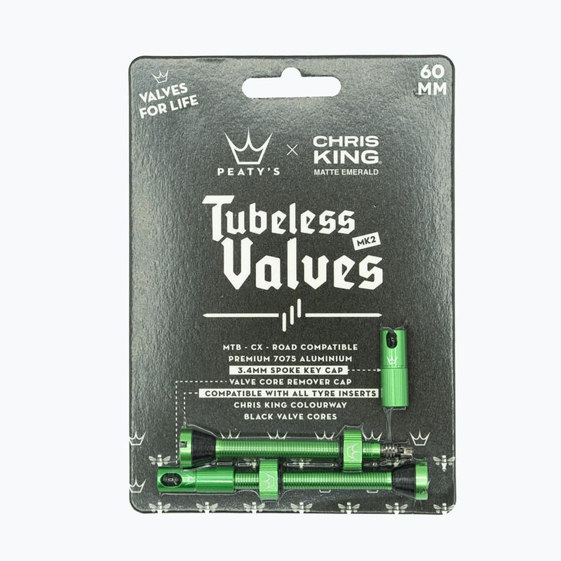 Zestaw wentyli presta Peaty's X Chris King MK2 Tubeless Valves 60 mm emerald 2