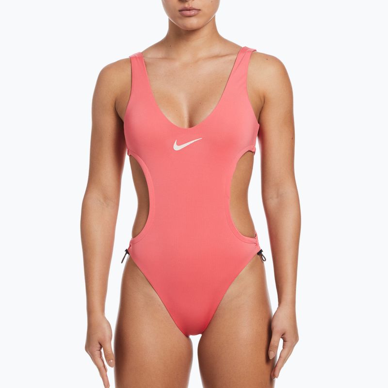 Strój pływacki jednoczęściowy damski Nike Wild Cutout sea coral