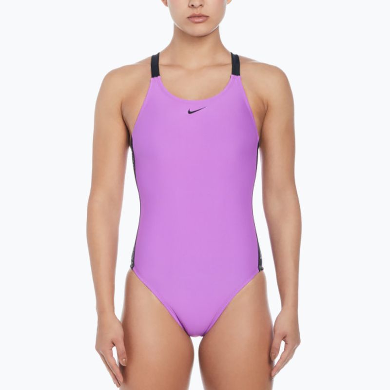 Strój pływacki jednoczęściowy damski Nike Logo Tape Fastback fuchsia dream 5