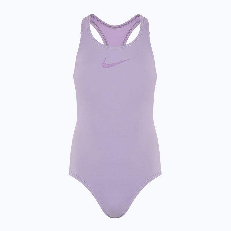 Strój pływacki jednoczęściowy dziecięcy Nike Essential Racerback lilac bloom