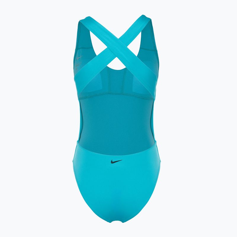 Strój pływacki jednoczęściowy damski Nike Multi Logo Crossback dusty cactus 2