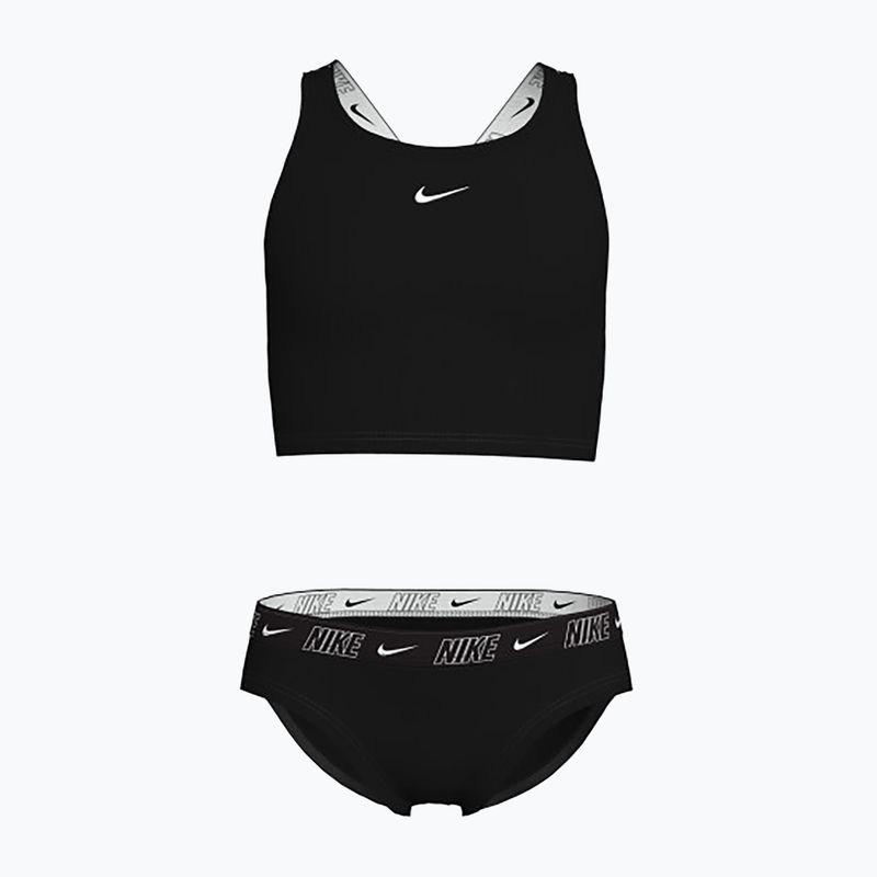 Strój pływacki dwuczęściowy dziecięcy Nike Logo Tape Crossback Midkini black