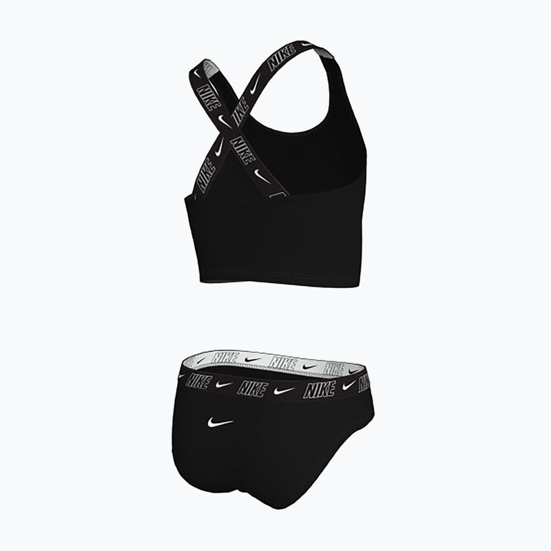 Strój pływacki dwuczęściowy dziecięcy Nike Logo Tape Crossback Midkini black 2