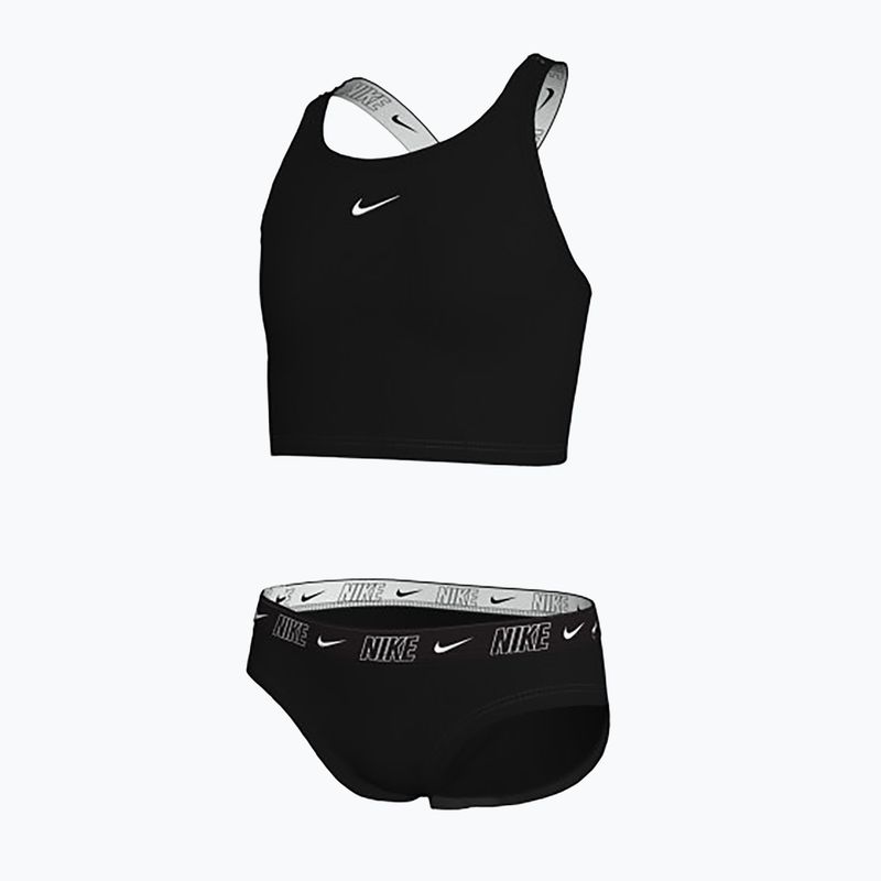 Strój pływacki dwuczęściowy dziecięcy Nike Logo Tape Crossback Midkini black 3