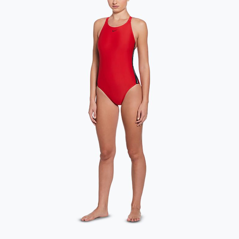 Strój pływacki jednoczęściowy damski Nike Logo Tape Fastback university red 2
