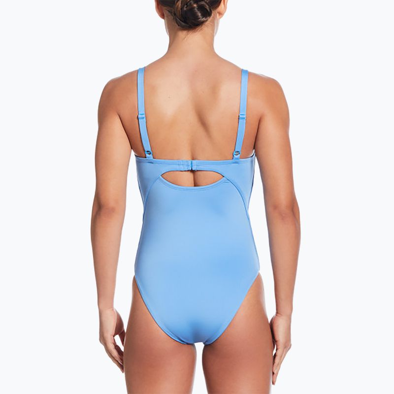 Strój pływacki jednoczęściowy damski Nike Essential V-Neck university blue 3