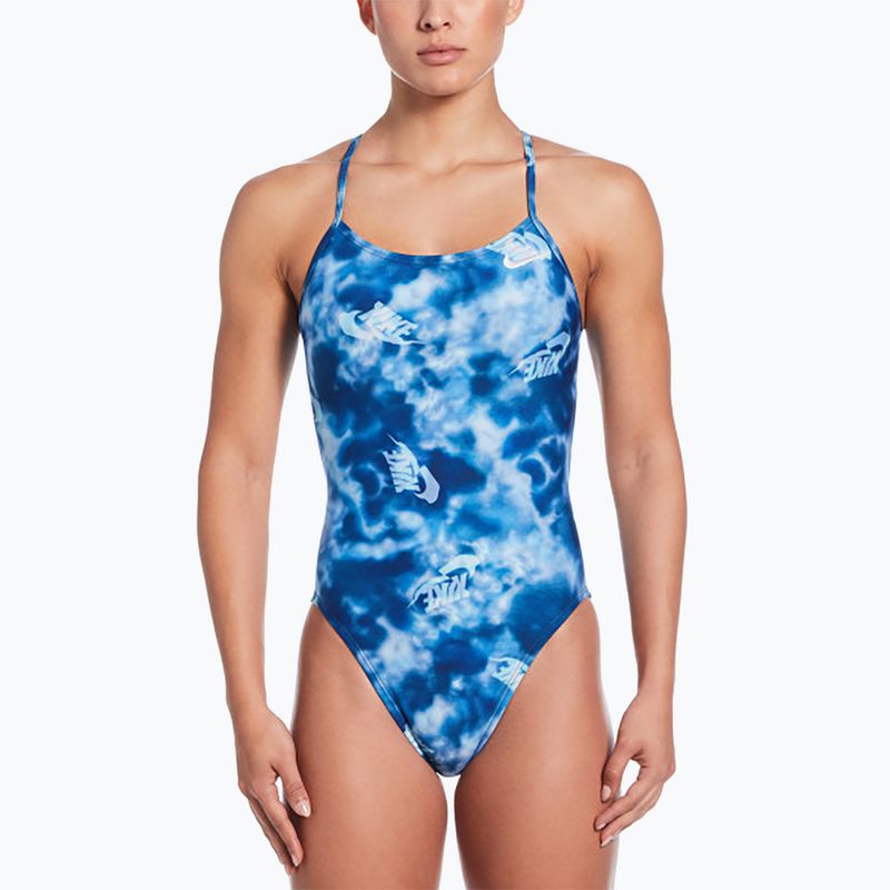Strój pływacki jednoczęściowy damski Nike Hydrastrong Cutout blue