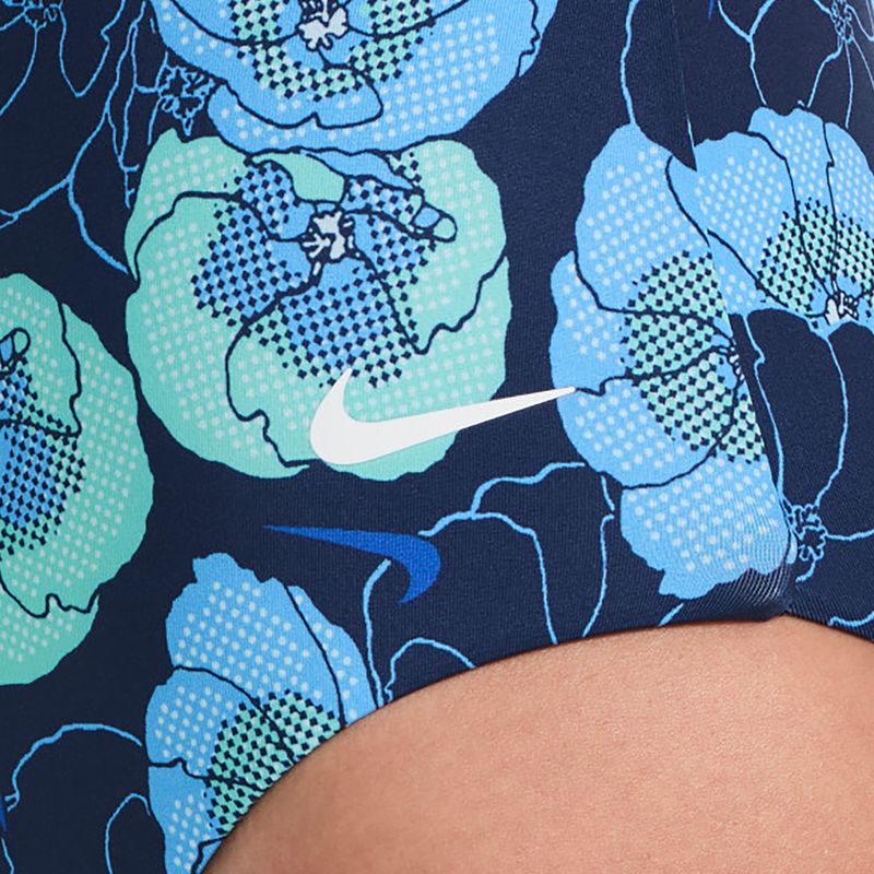 Strój pływacki jednoczęściowy damski Nike Poppy Print V-Neck midnight navy 5