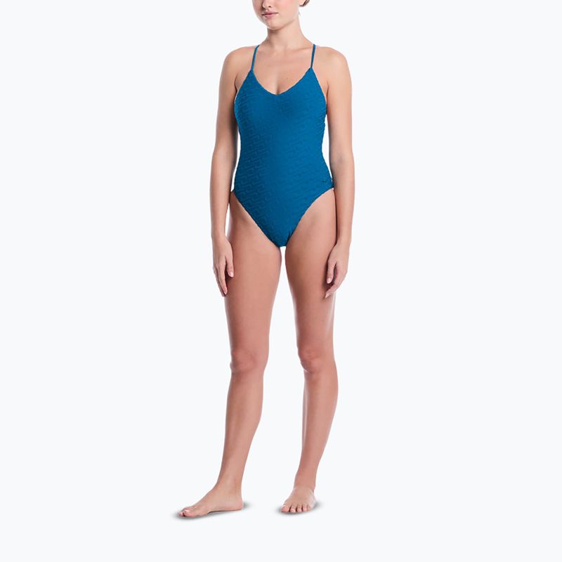 Strój pływacki jednoczęściowy damski Nike Swoosh Link Y-Back green abyss 2