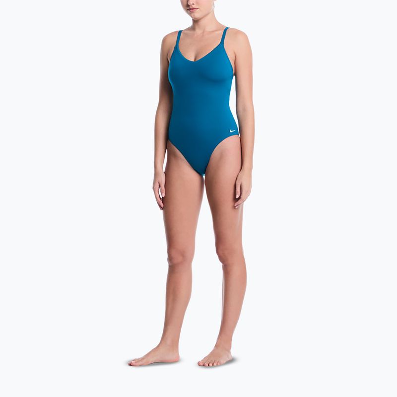 Strój pływacki jednoczęściowy damski Nike Essential V-Neck green abyss 2
