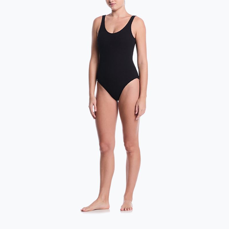 Strój pływacki jednoczęściowy damski Nike Shoreline Pucker Scoop Neck black 2