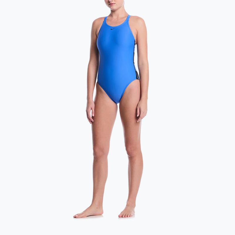 Strój pływacki jednoczęściowy damski Nike Logo Tape Fastback blue crystal 2