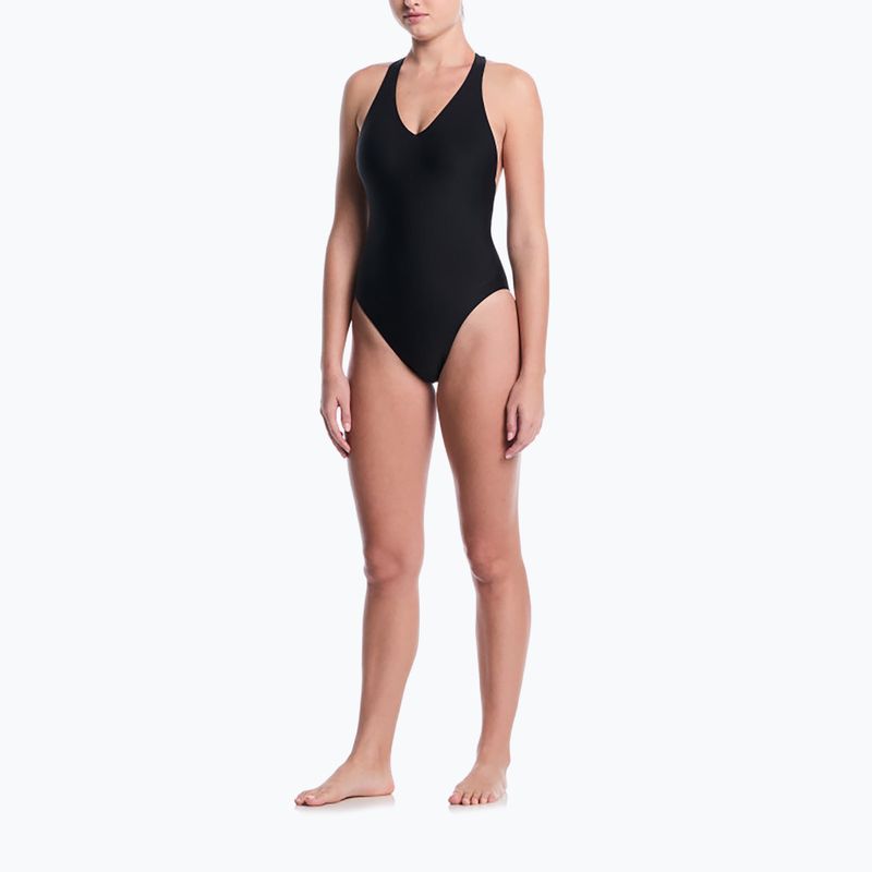 Strój pływacki jednoczęściowy damski Nike Hydralock Luxe Sail Boat V-Neck black 2