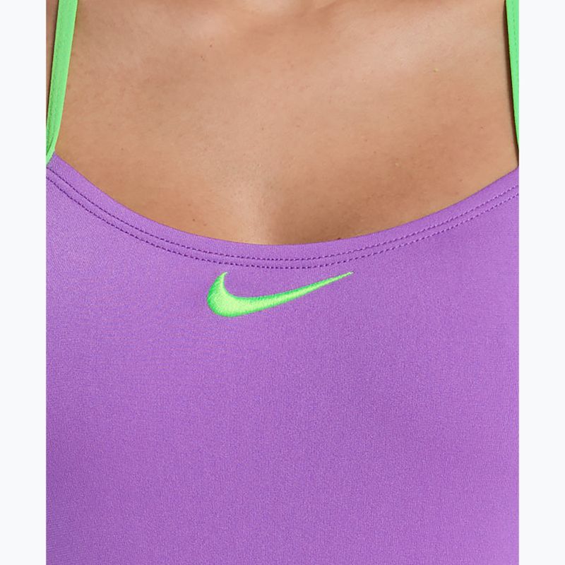 Strój pływacki jednoczęściowy damski Nike Hydrastrong Logo Graphic T-Back bright violet 4