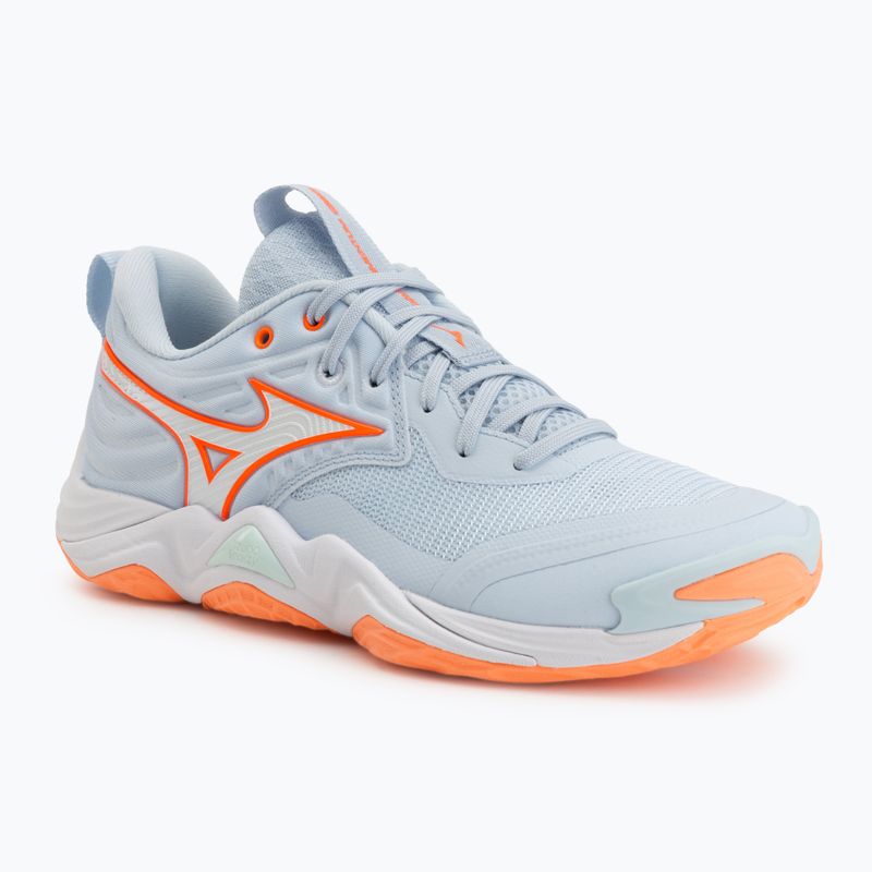 Buty do siatkówki damskie Mizuno Wave Momentum Elite blue finch/white/lava orange