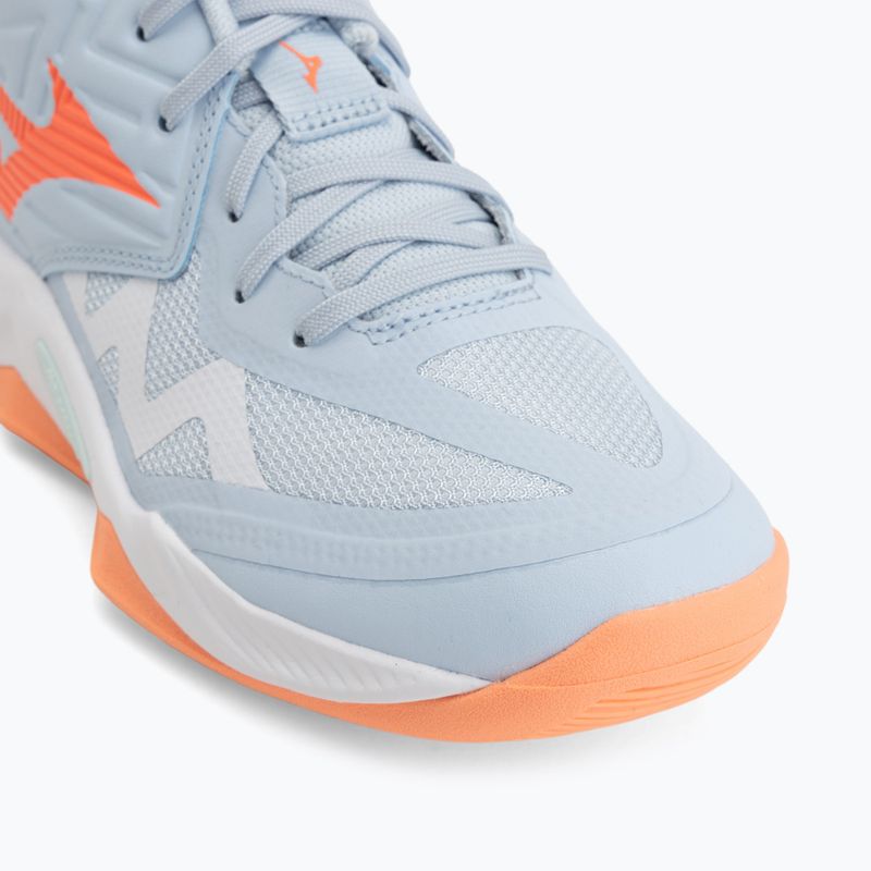 Buty do siatkówki damskie Mizuno Wave Momentum Pro Mid blue finch/lava orange/flamingo coral 7